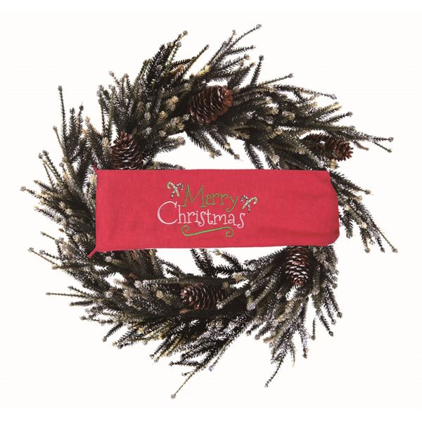 13" Red Cotton Merry Christmas Wreath Wrap for Holiday Decor