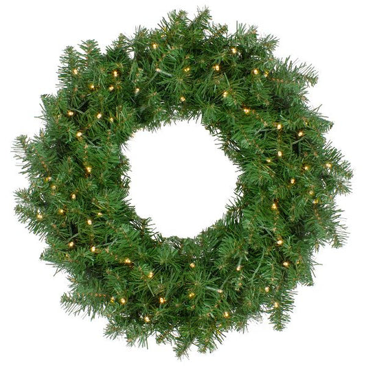 24 Inch Pre-Lit Whitmire Pine Artificial Christmas Wreath with Warm White LED Lights