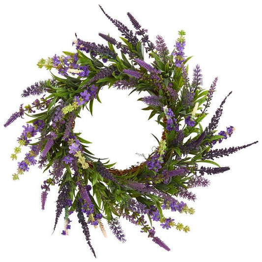 18" Lavender Wreath – Artificial Floral Home Décor