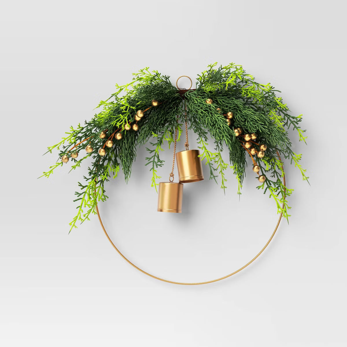 Christmas Hoop Wreath with Gold Bells