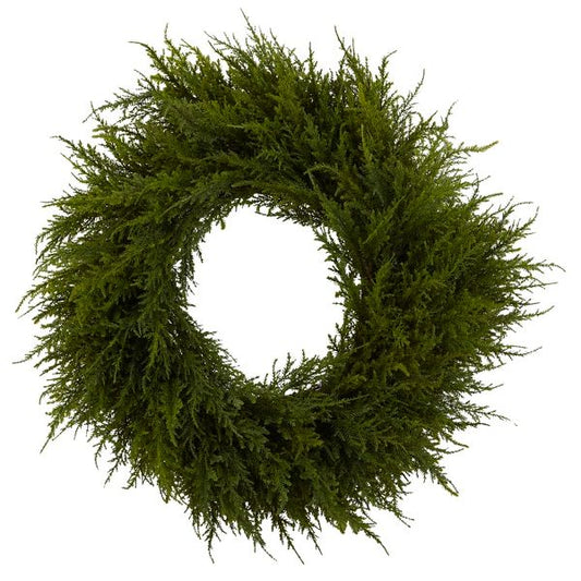 24" Cedar Wreath – Artificial Greenery Holiday Decor