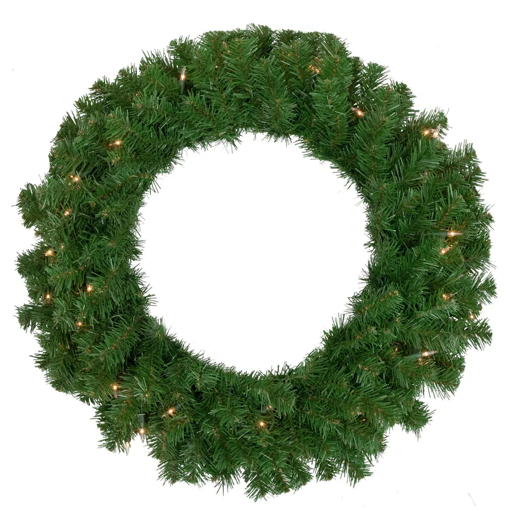 24 Inch Pre-Lit Deluxe Dorchester Pine Artificial Christmas Wreath Clear Lights