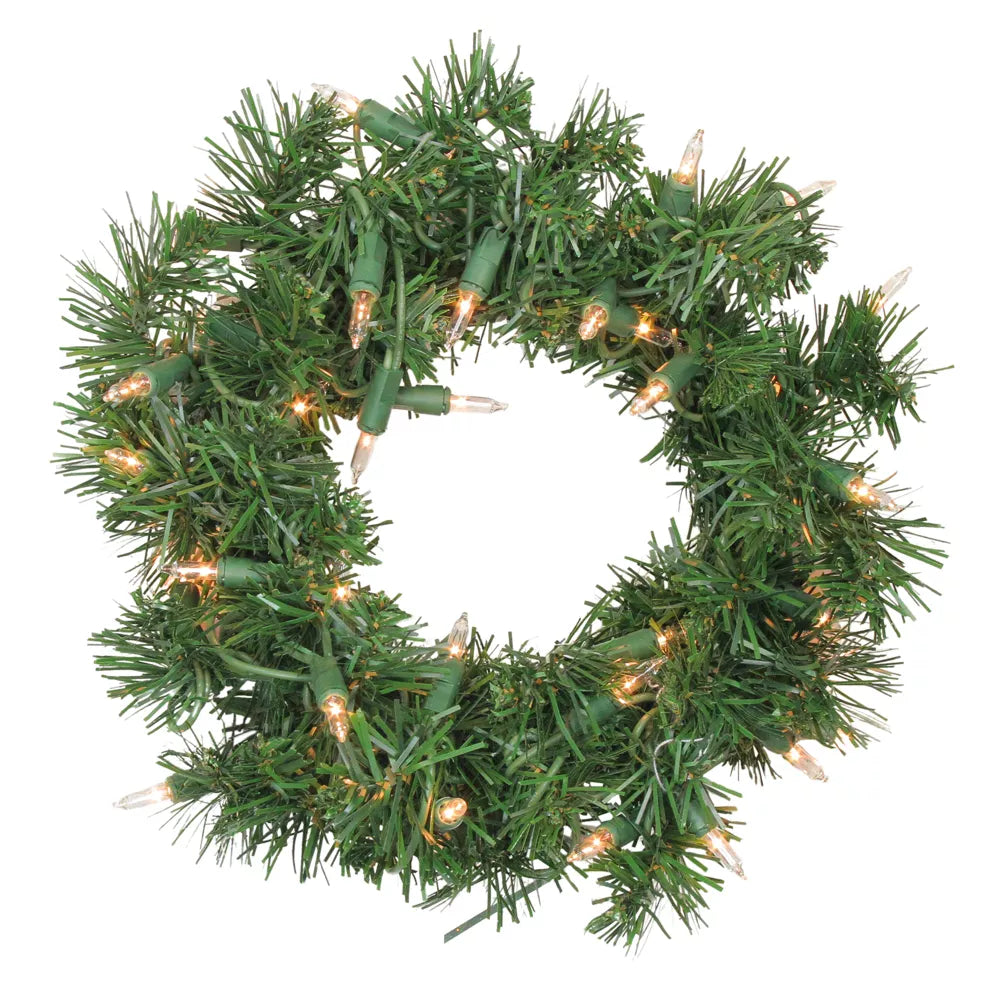 Prelit Deluxe Windsor Pine Artificial Christmas Wreath 10 Inch Clear Lights