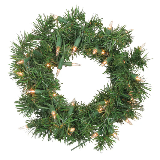 Prelit Deluxe Windsor Pine Artificial Christmas Wreath 10 Inch Clear Lights