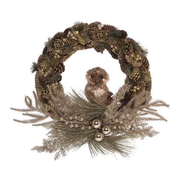 23.6" Multicolor Acorn & Owl Christmas Foam Wreath