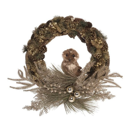 23.6" Multicolor Acorn & Owl Christmas Foam Wreath