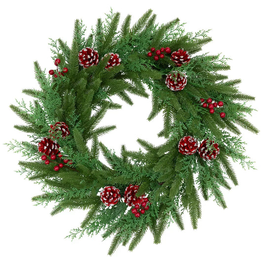 24-Inch Autumn Maple Leaf and Berries Artificial Fall Wreath – Nearly Natural