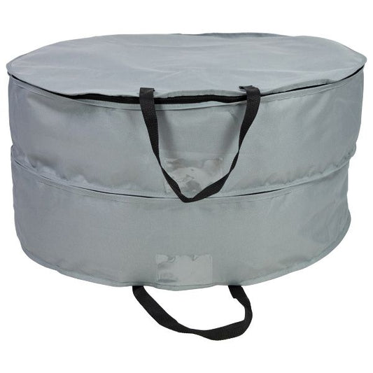 30" Dual Wreath Storage Bag Multi-Seasonal Gray Organizer with Handles