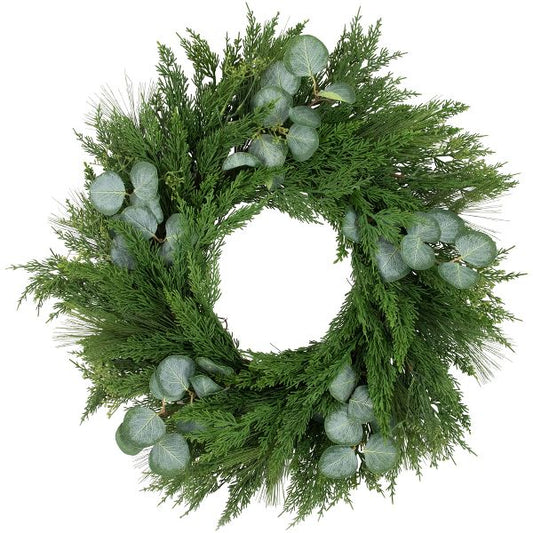 24” Mixed Pine & Eucalyptus Artificial Wreath