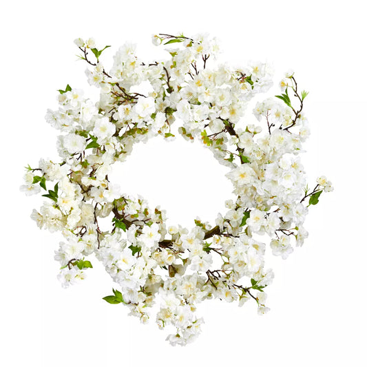 24 Inch Cherry Blossom Artificial Wreath – Spring and Home Décor