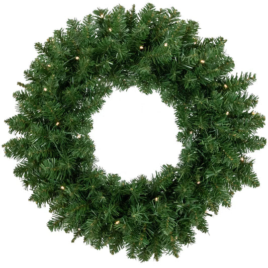 24 Inch Pre-Lit Vernon Pine Artificial Christmas Wreath with Warm White LED Lights