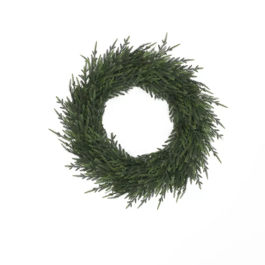 35-Inch Large Artificial Holiday Wreath – Green Christmas Mantel & Entryway Accent
