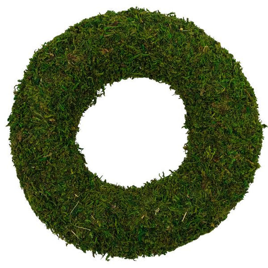 13.5-Inch Green Reindeer Moss Artificial Wreath Natural Look for Year-Round Décor