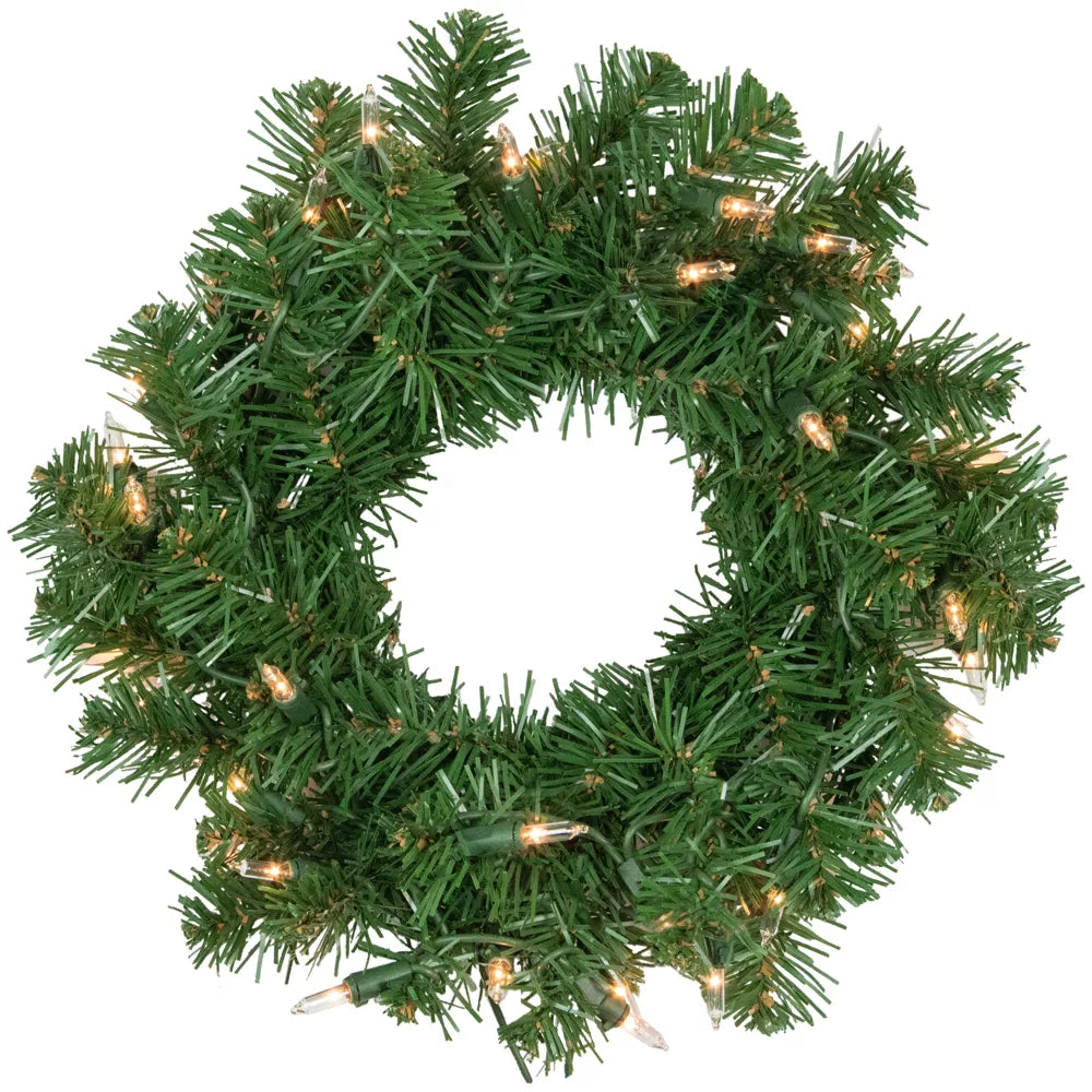 Prelit Deluxe Dorchester Pine Artificial Christmas Wreath 10 Inch Clear Lights