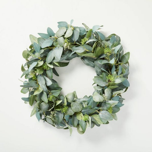 24" Faux Eucalyptus Wreath for Indoor and Outdoor Wall Decor