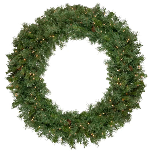 Pre-Lit 48-Inch Black River Pine Artificial Holiday Wreath with Clear Lights