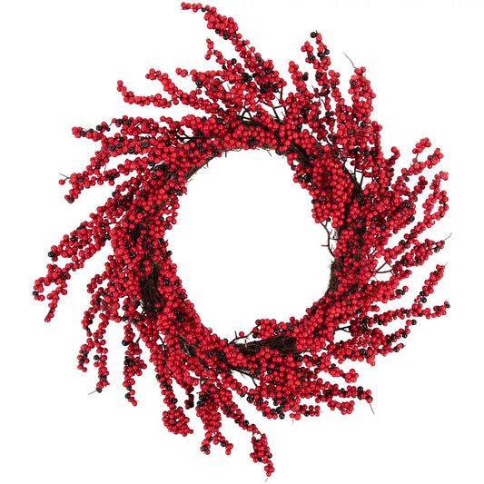 22" Burgundy Red Artificial Berry Christmas Wreath - Unlit