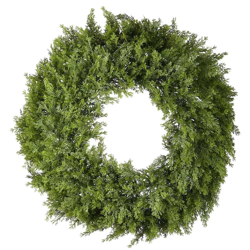 Artificial Arborvitae Wreath 24 Inch Indoor Outdoor