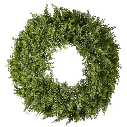 Artificial Arborvitae Wreath 24 Inch Indoor Outdoor
