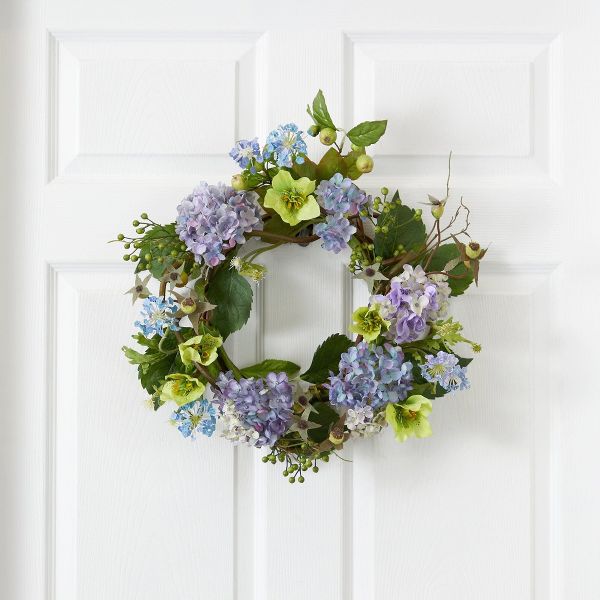 20" Artificial Hydrangea Wreath for Door or Wall Decor