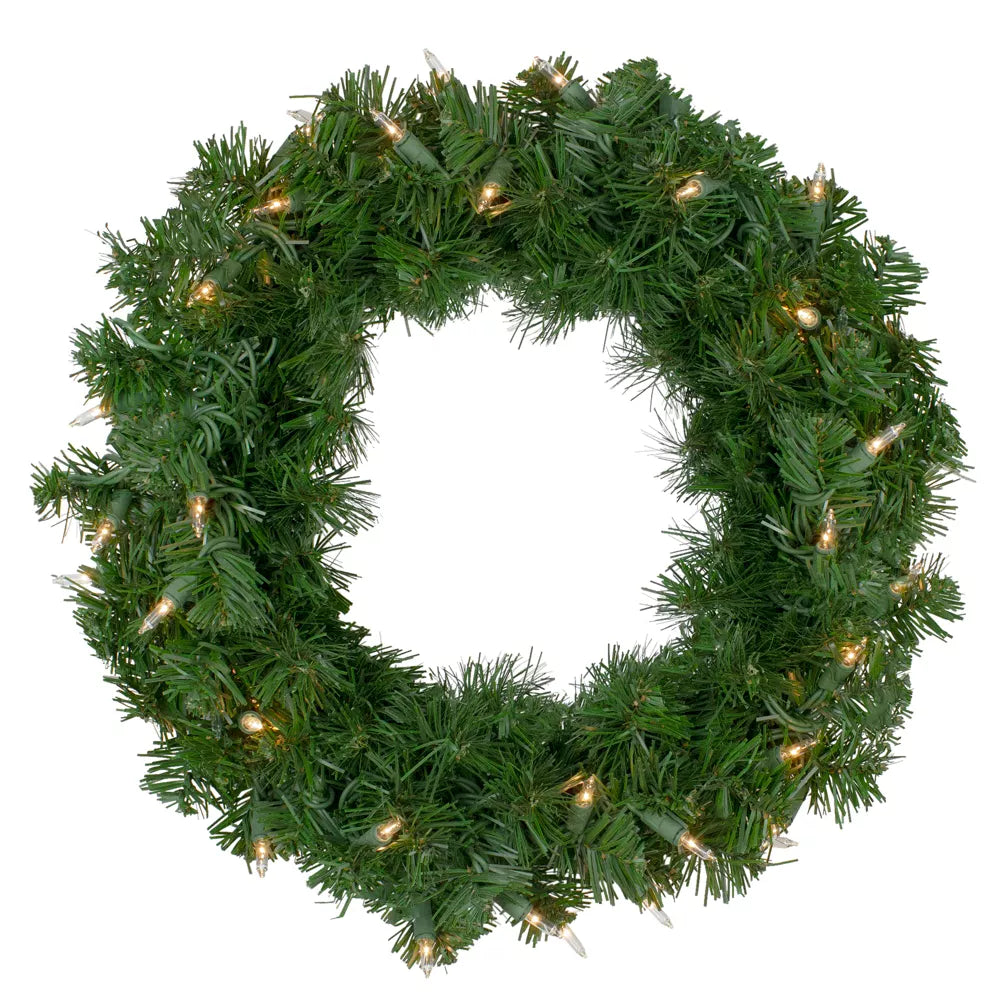 Prelit Deluxe Windsor Pine Artificial Christmas Wreath 16 Inch Clear Lights