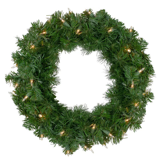 Prelit Deluxe Windsor Pine Artificial Christmas Wreath 16 Inch Clear Lights