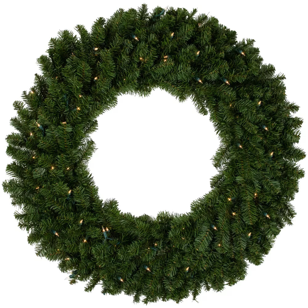 Pre-Lit Canadian Pine Christmas Wreath 36 Inch Clear Lights Artificial Holiday Decoration