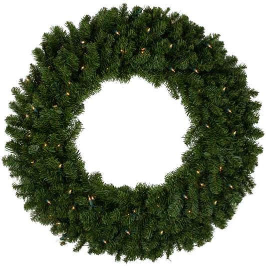 Pre-Lit Canadian Pine Christmas Wreath 36 Inch Clear Lights Artificial Holiday Decoration