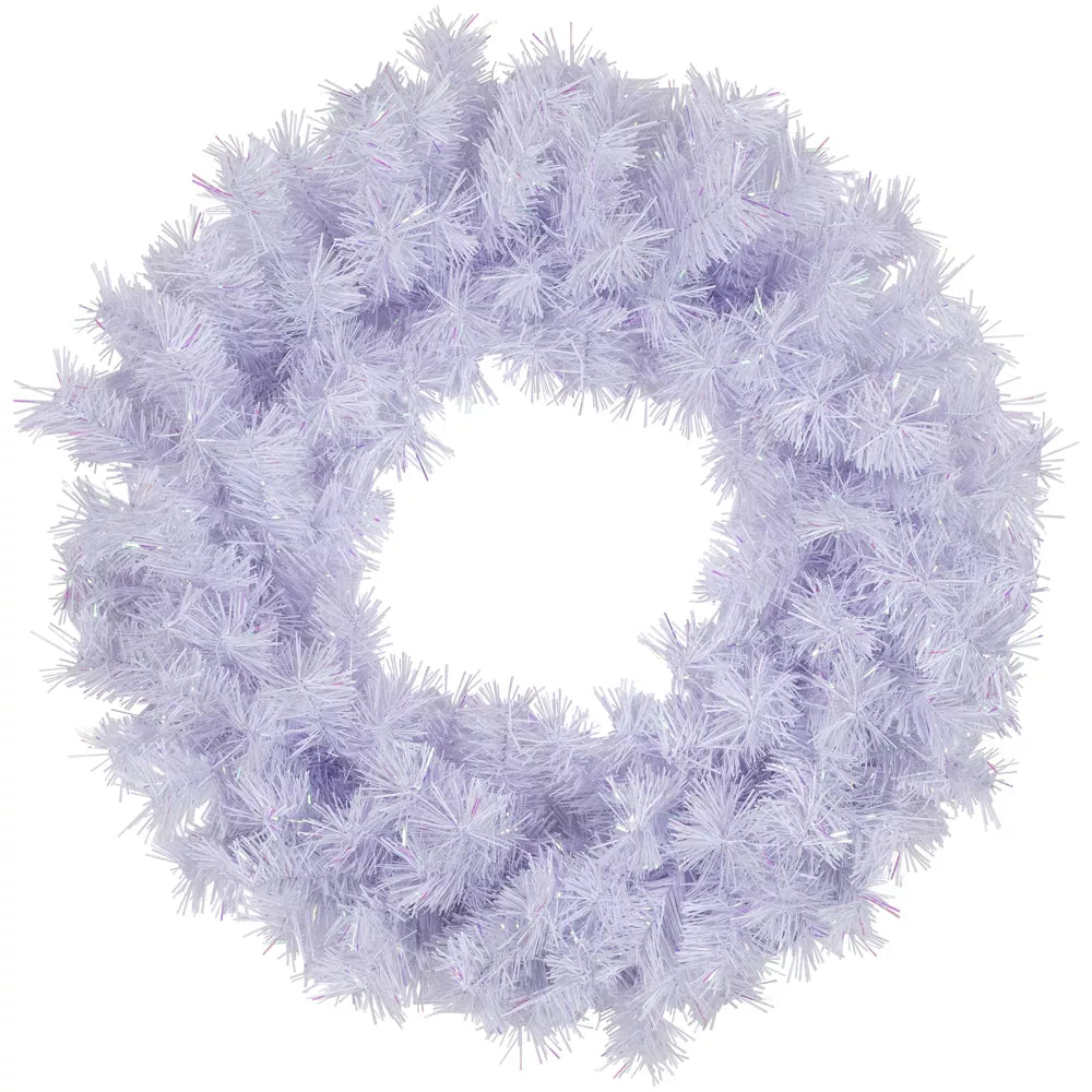 Icy White Iridescent Spruce Artificial Christmas Wreath 18 Inch Unlit