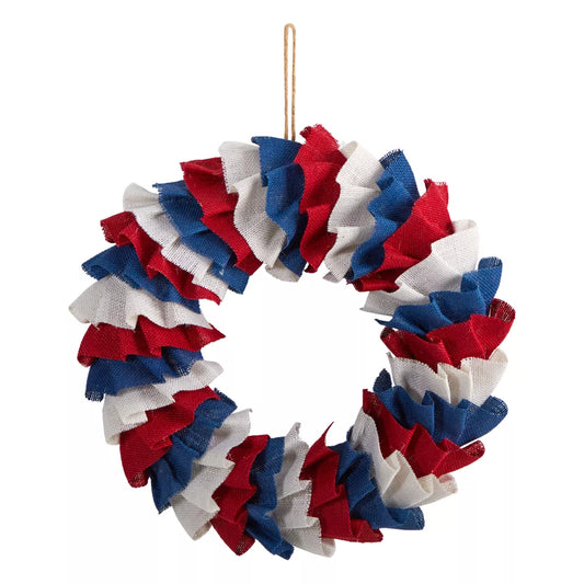 18-Inch Red, White, and Blue Americana Burlap Wreath