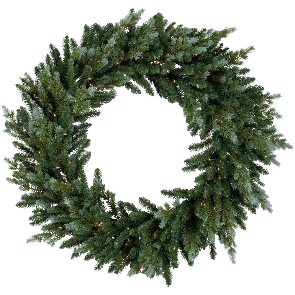 48 Inch Pre Lit Blue Spruce Artificial Christmas Wreath with Clear Lights