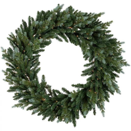 48 Inch Pre Lit Blue Spruce Artificial Christmas Wreath with Clear Lights