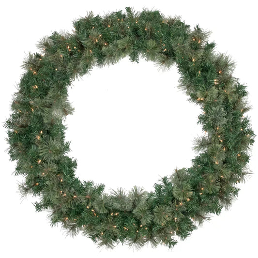 48 Inch Pre Lit Oregon Cashmere Pine Artificial Christmas Wreath with Clear Lights