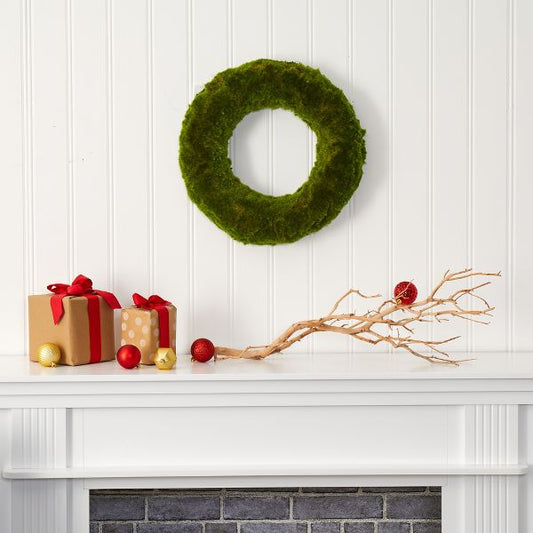 Nearly Natural 18-in Moss Artificial Wreath for Home Decor