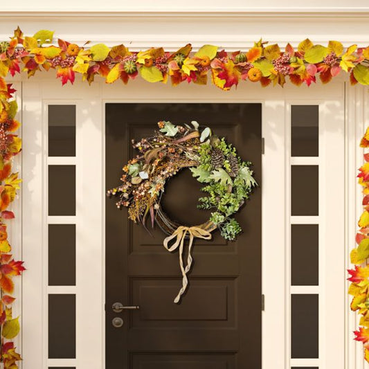 24" Faux Berry & Eucalyptus Semi-Wreath – Green & Brown
