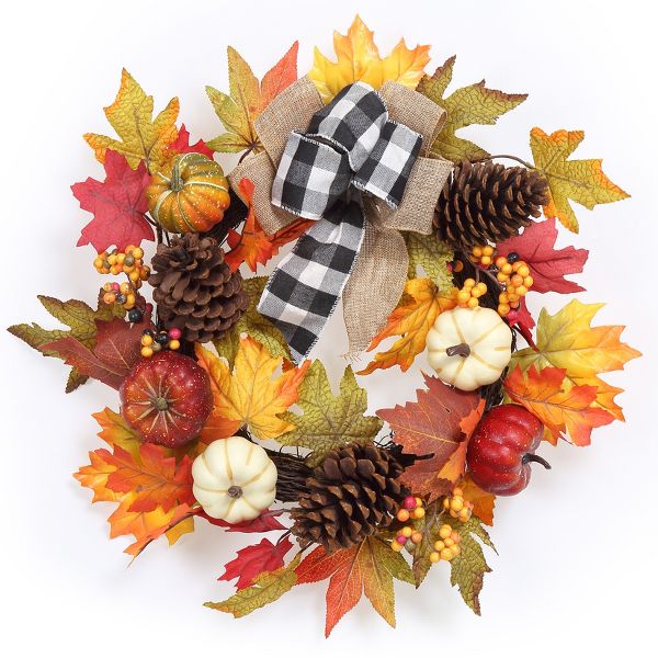 Christmas Wreath Artificial Xmas Pine Cone Berries Decor for Home