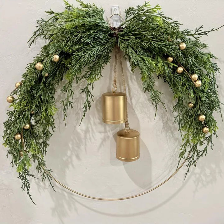 Christmas Hoop Wreath with Gold Bells