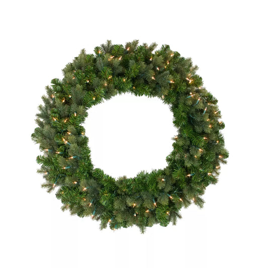 36-Inch Pre-Lit Savannah Spruce Artificial Christmas Wreath with Clear Mini Lights