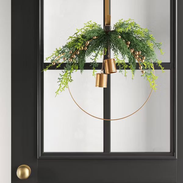 Christmas Hoop Wreath with Gold Bells