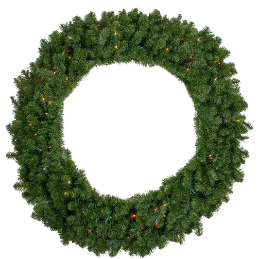 48-Inch Pre-Lit Canadian Pine Artificial Christmas Wreath with Multi-Colored Lights