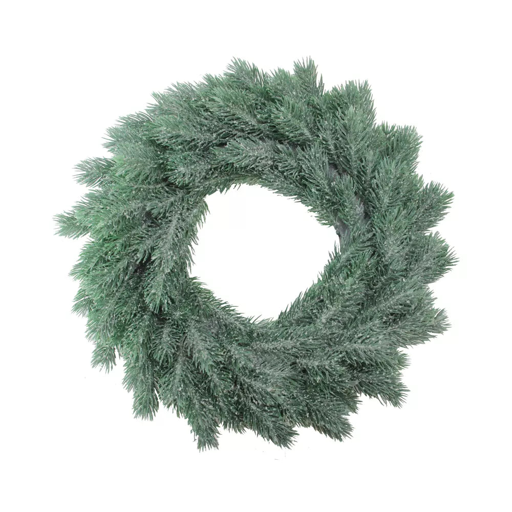 Frosted Green Pine Artificial Christmas Wreath 16 Inch Unlit