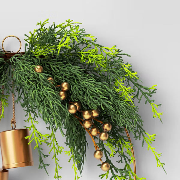 Christmas Hoop Wreath with Gold Bells