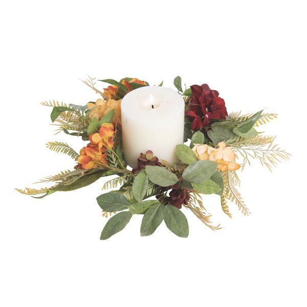14" Multicolor Harvest Eucalyptus Flower Candle Ring