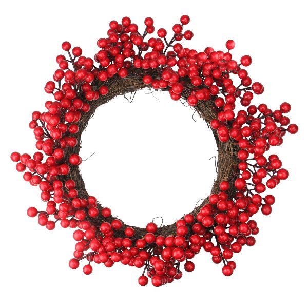 16" Red Berry Artificial Christmas Wreath Crimson & Merlot Winter Accent