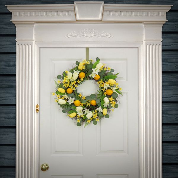 22” Lemons & Tulips Artificial Spring Wreath