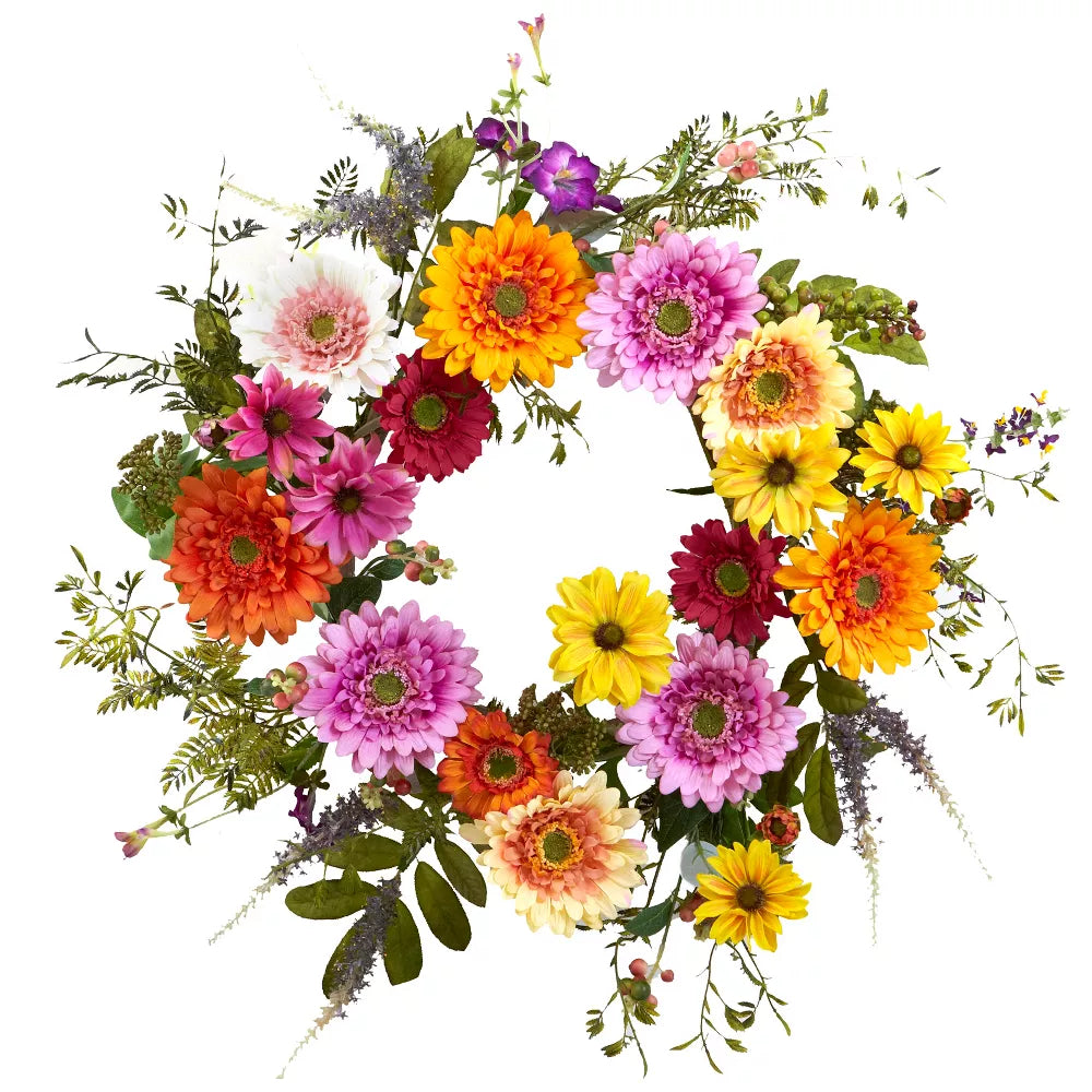 26 Inch Artificial African Sunflower Wreath