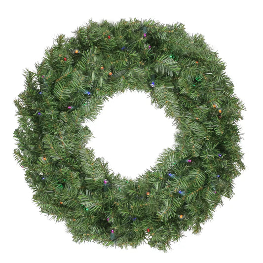 24 Inch Prelit LED Battery Operated Canadian Pine Artificial Christmas Wreath Multi Lights