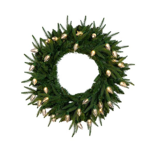 24" Pre-Lit Luxembourg Pine Christmas Wreath – Multicolor LED