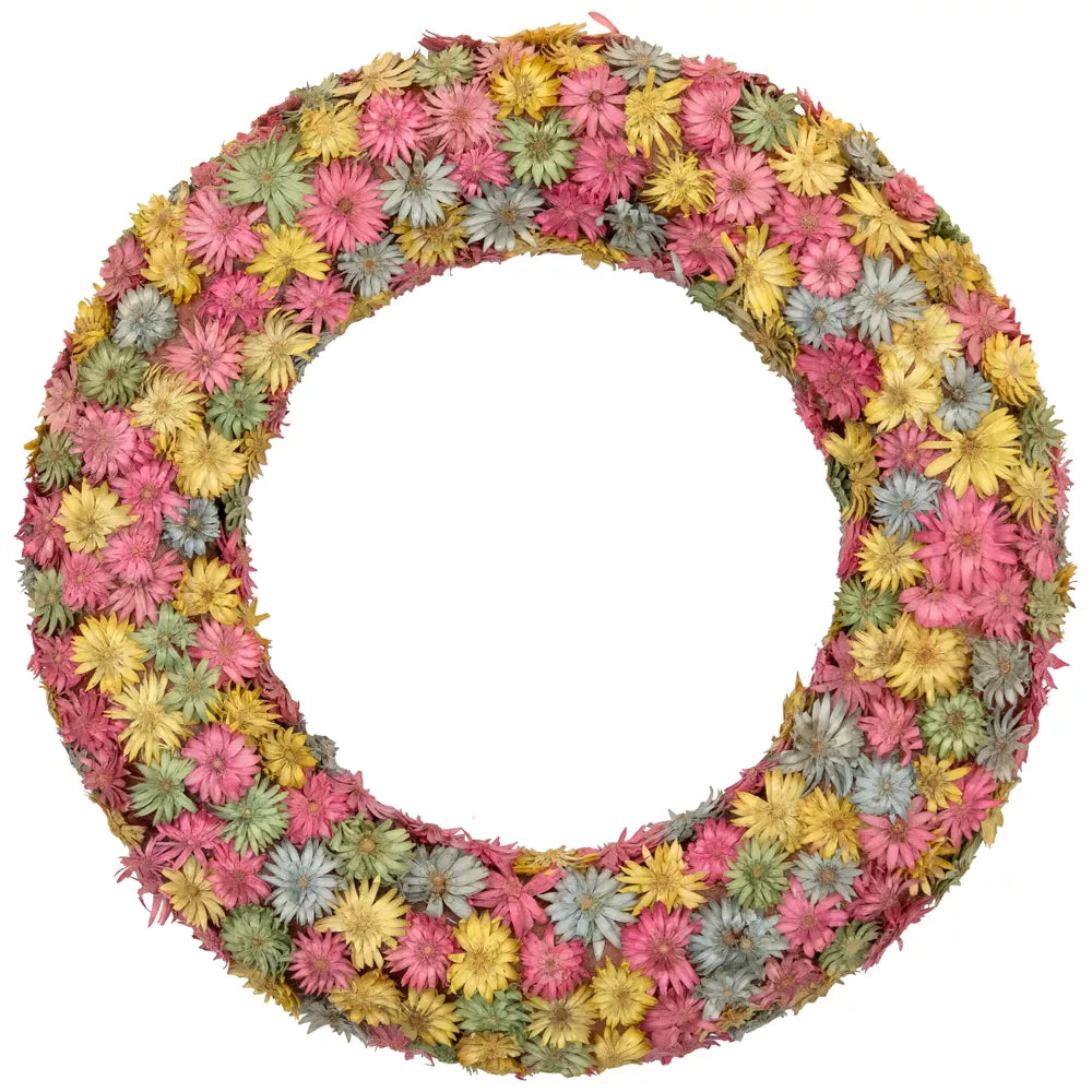 10 Inch Multicolored Daisy Artificial Spring Floral Wreath