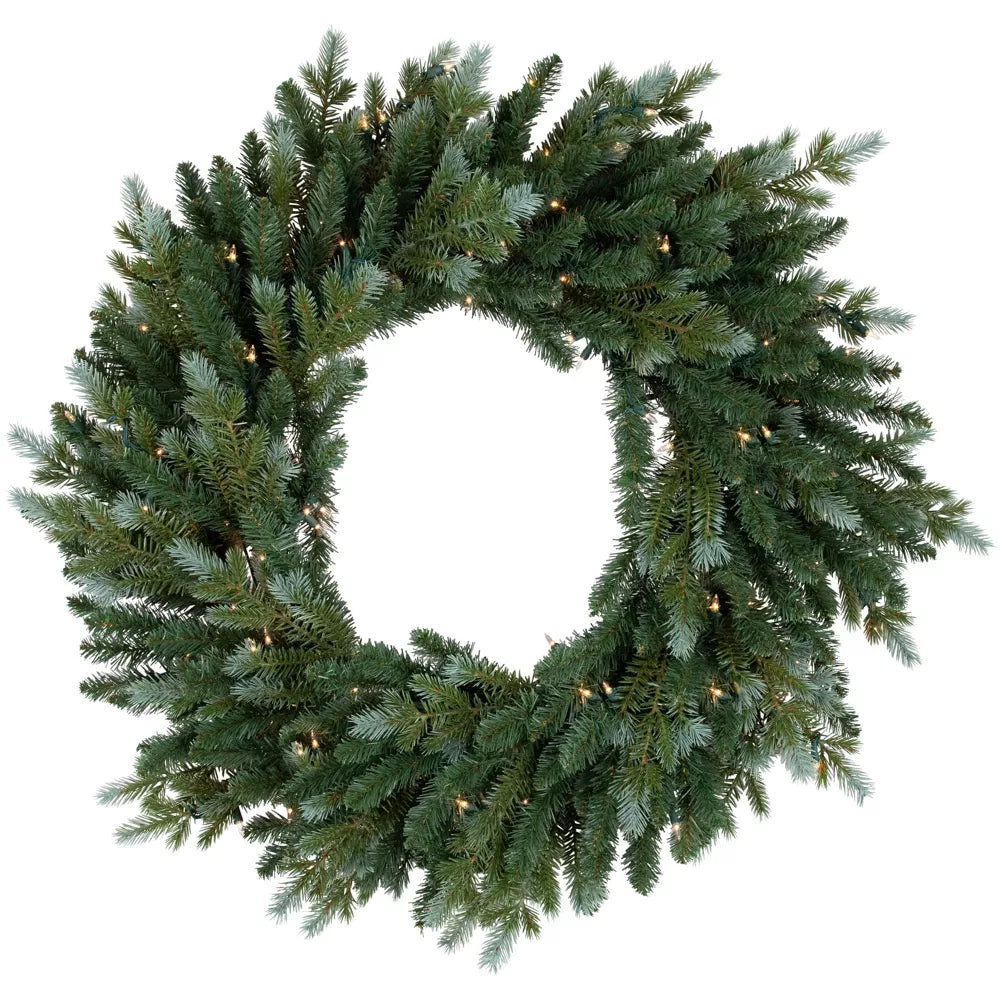36-Inch Pre-Lit Blue Spruce Artificial Christmas Wreath – Clear LED Lights